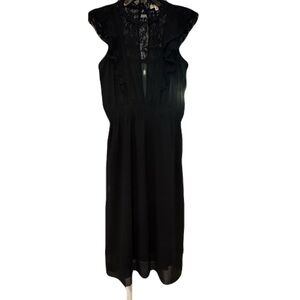 Rebellion Black Sleeveless V-Neck Midi Dress
